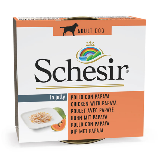 Schesir Dog Wet Food Chicken Fillets with Papaya | Adult Dog | Complementary | Natural Ingredients | 150g