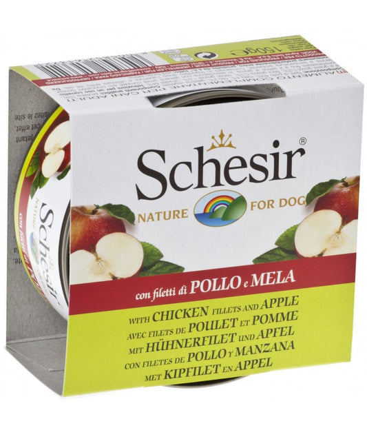 Schesir Dog Wet Food Chicken Fillets with Apple | Adult Dog | Complementary | Natural Ingredients | 150g