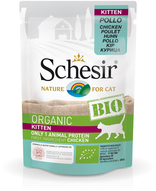 Schesir Bio Organic Kitten Food Chicken | Single Protein | EU Organic | First Ingredient Chicken | 85g