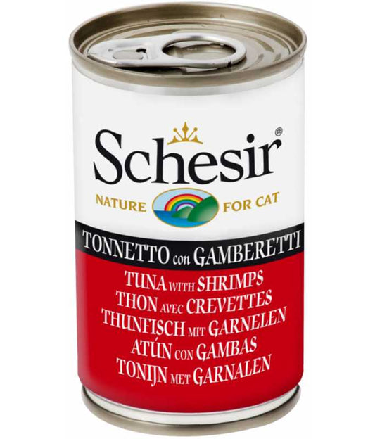 Schesir Cat Wet Food Tuna with Shrimps | Adult Cat | Complementary | Natural Ingredients | 140g