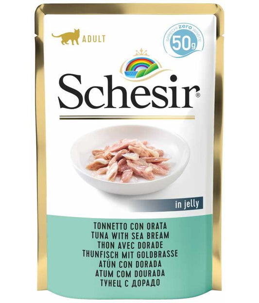 Schesir Cat Pouch Tuna with Seabream | Adult Cat | In Jelly | Zero Range | Complementary | 30x50g
