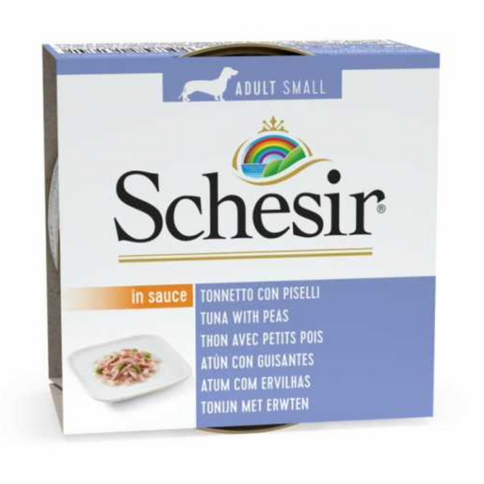 Schesir Dog Wet Food Tuna with Peas | Small Adult | In Sauce | Complementary | 14x85g