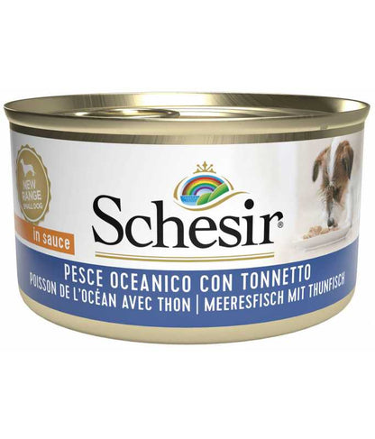 Schesir Dog Wet Food Ocean Fish with Tuna | Small Adult | In Sauce | Complementary | 14x85g
