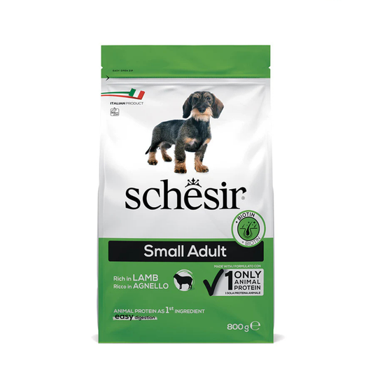 Schesir Small Breed Dog Dry Food Rich in Lamb | Adult Dog | Complete & Balanced | Natural Ingredients | 800g