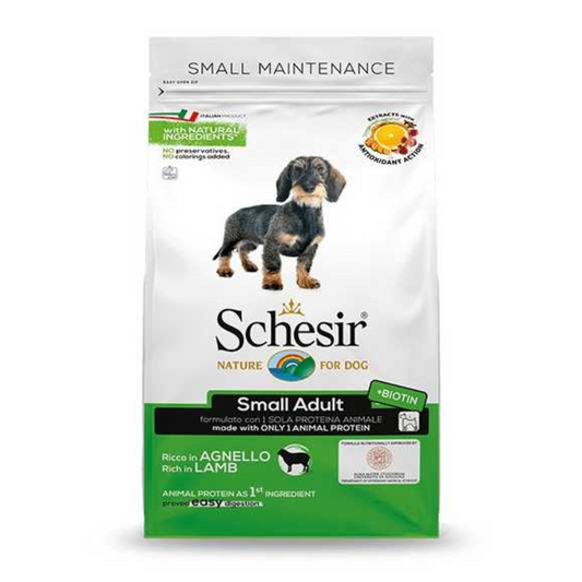 Schesir Small Adult Maintenance Dry Food with Lamb | Single Protein | With Biotin | Only Animal Protein | 800g