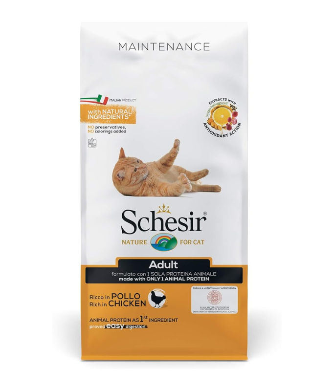 Schesir Adult Maintenance Dry Food with Chicken | For Cat | Single Protein | Only Animal Protein | Easy Digestion | 1.5kg-10kg
