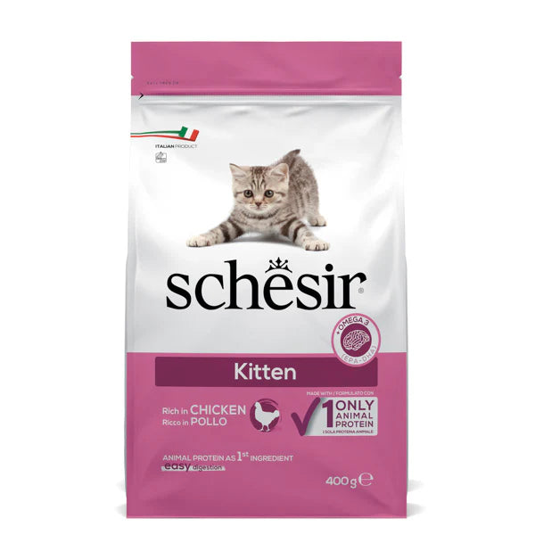 Schesir Kitten Dry Food Rich in Chicken | Single Protein Source | Only Animal Protein | Natural Ingredients | 400g-1.5kg