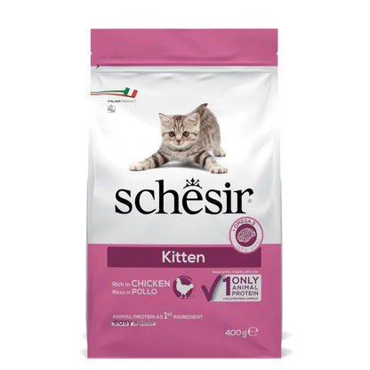 Schesir Kitten Dry Food Rich in Chicken | Single Protein Source | Only Animal Protein | Natural Ingredients | 400g-1.5kg
