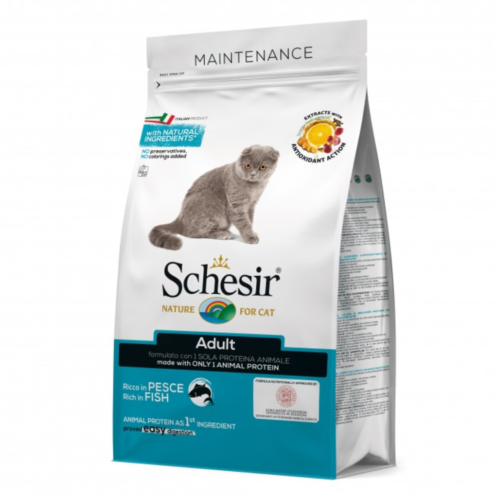 Schesir Adult Maintenance Dry Food with Fish | For Cat | Single Protein | Only Animal Protein | Easy Digestion | 400g-1.5kg