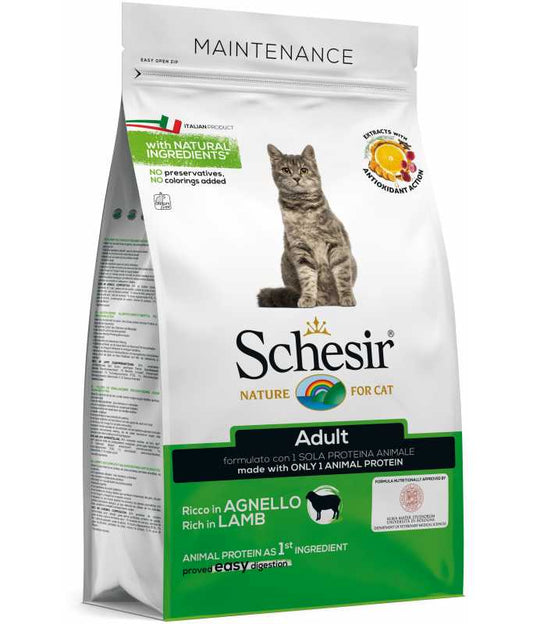 Schesir Adult Maintenance Dry Food with Lamb | Single Protein | Only Animal Protein | Easy Digestion | 1.5kg