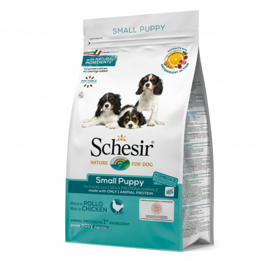 Schesir Small Puppy Dry Food with Chicken | Single Protein | Mini-Kibble | Easy Digestion | 800g-2kg