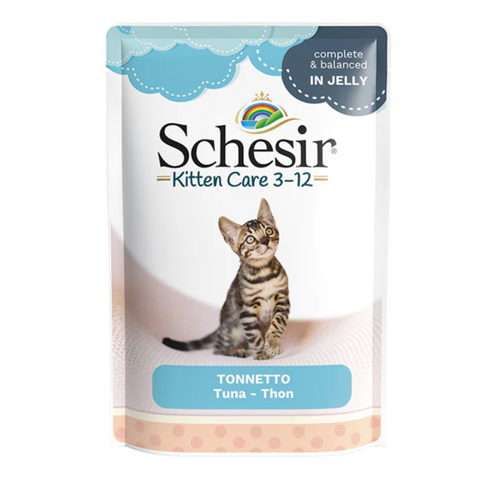 Schesir Kitten Care 3-12 Tuna in Jelly Pouch | Complete & Balanced | Kittens 3-12 Months | 20x85g