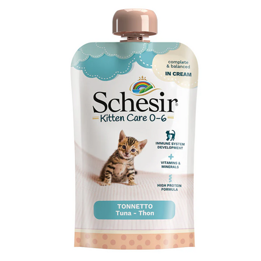 Schesir Kitten Care 0-6 Tuna in Cream | Immune System Support | High Protein | Kitten Food | 5x150g