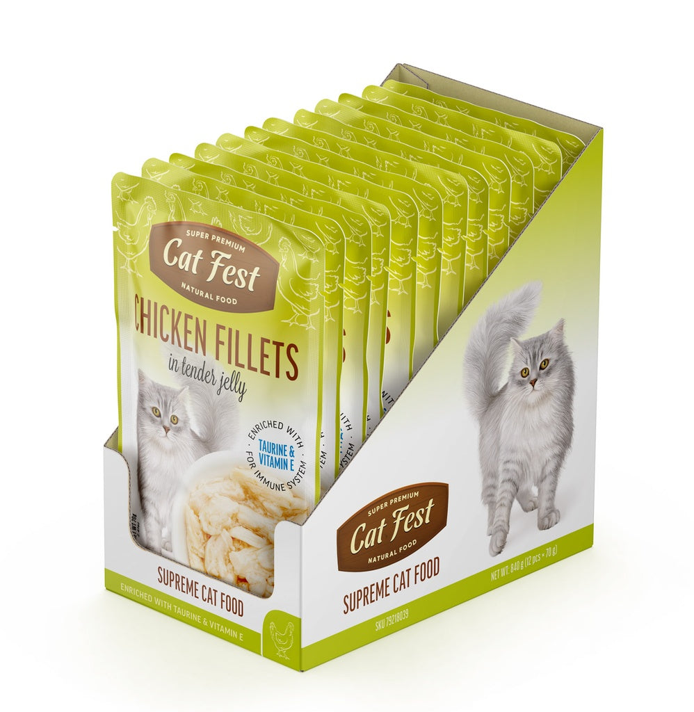 Cat Fest Chicken Fillets In Tender Jelly For Cats 70g [MOQ:12pcs]