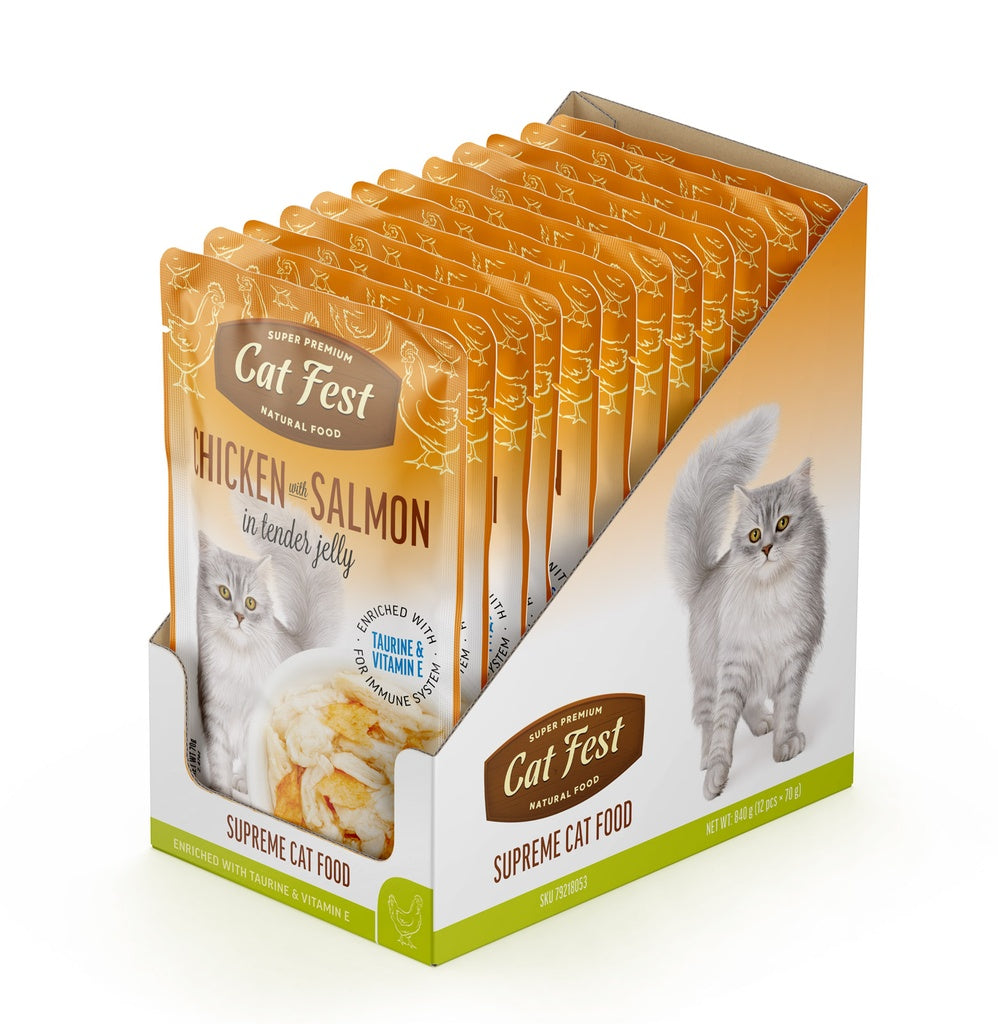 Cat Fest Chicken With Salmon In Tender Jelly For Cats 70g [MOQ:12pcs]
