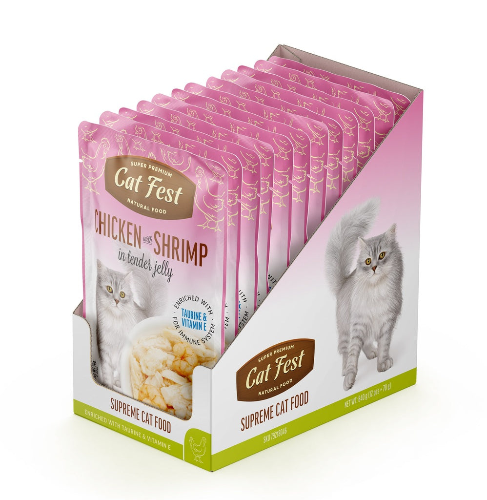 Cat Fest Chicken With Shrimp In Tender Jelly For Cats 70g [MOQ:12pcs]