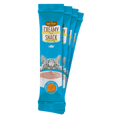Cat Fest Creamy Snacks - Tuna With Caviar  | Lickable Cat Treats 4x10g
