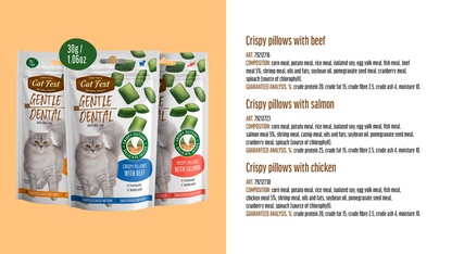 Cat Fest Dental Treats For Cats - Crispy Pillows Beef 30g | Cat Dental Care Treats