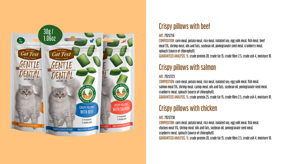 Cat Fest Dental Treats For Cats - Crispy Pillows Salmon 30g | Cat Dental Care Treats
