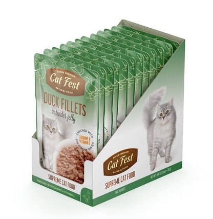 Cat Fest Duck Fillets in Tender Jelly For Cats | Shredded Duck Wet Cat Food (70g/12x70g)