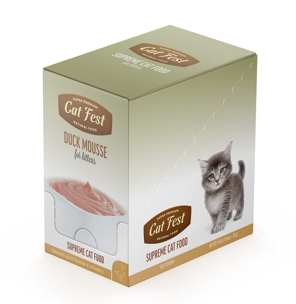 Cat Fest Duck Mousse For Kittens | Smooth Pâté for Growing Kittens (70g/12x70g)