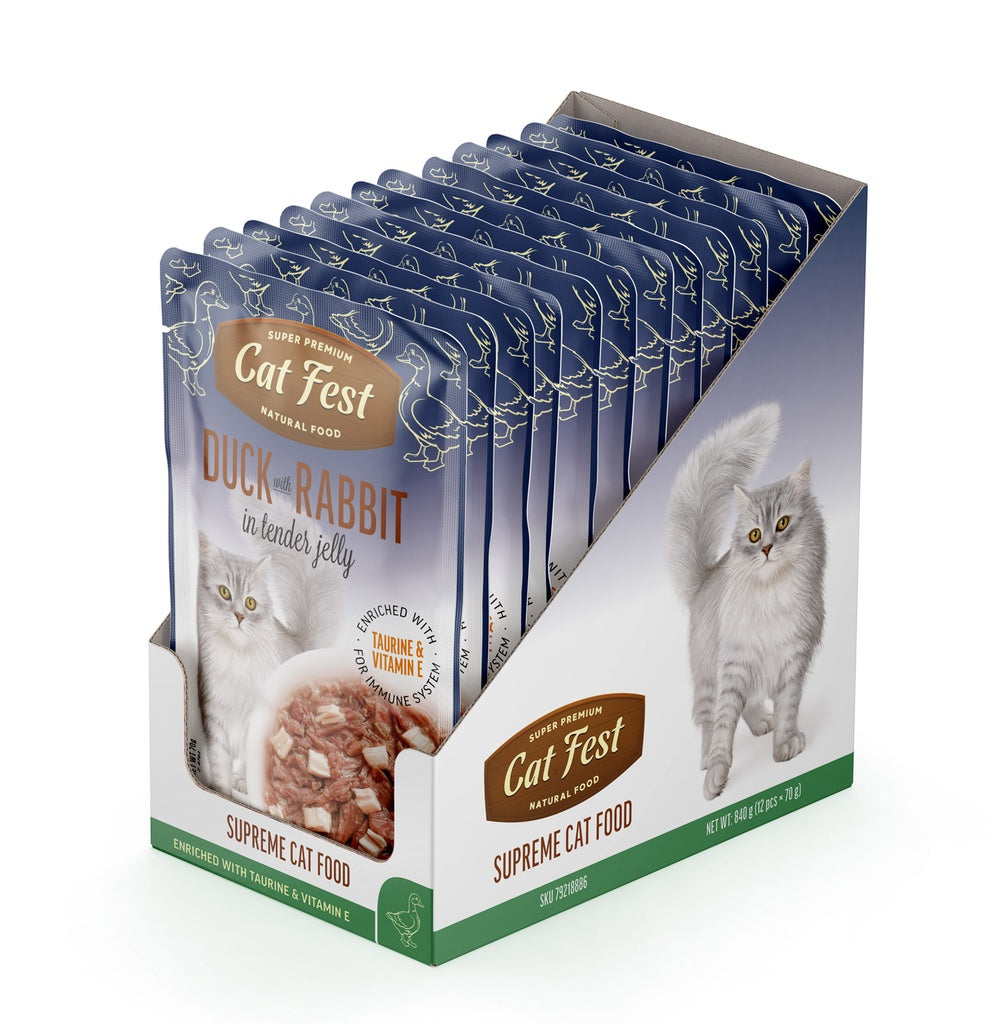 Cat Fest Duck With Rabbit In Tender Jelly For Cats 70g [MOQ:12pcs]