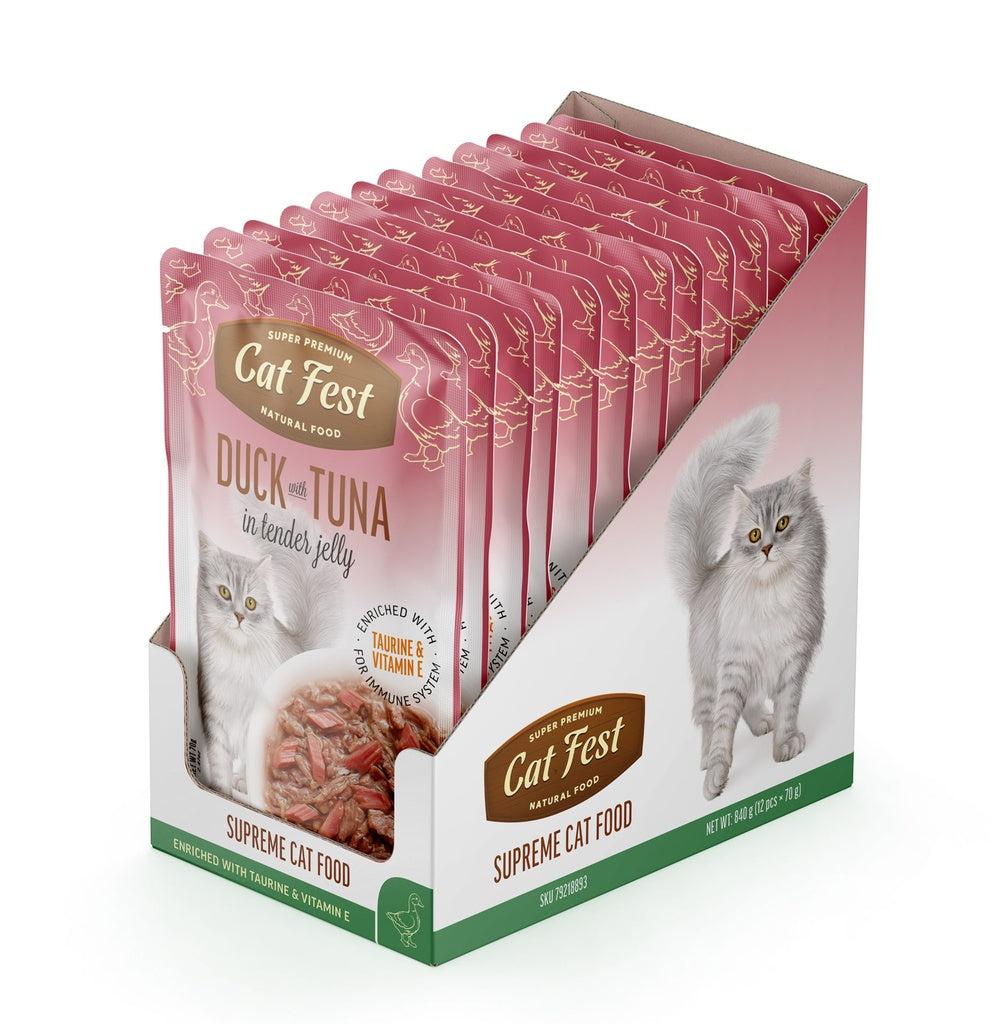 Cat Fest Duck With Tuna In Tender Jelly For Cats 70g [MOQ:12pcs]