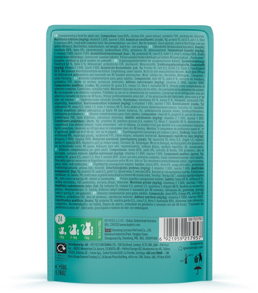 Cat Fest Meal No 3 Cat Food in Jelly - Tuna With Chicken | Premium Wet Cat Food (50g/12x50g)