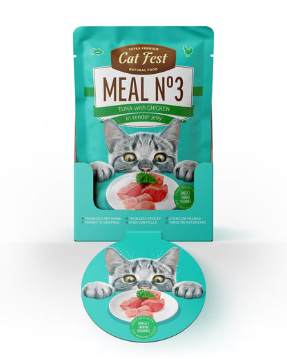 Cat Fest Meal No 3 Cat Food in Jelly - Tuna With Chicken | Premium Wet Cat Food (50g/12x50g)
