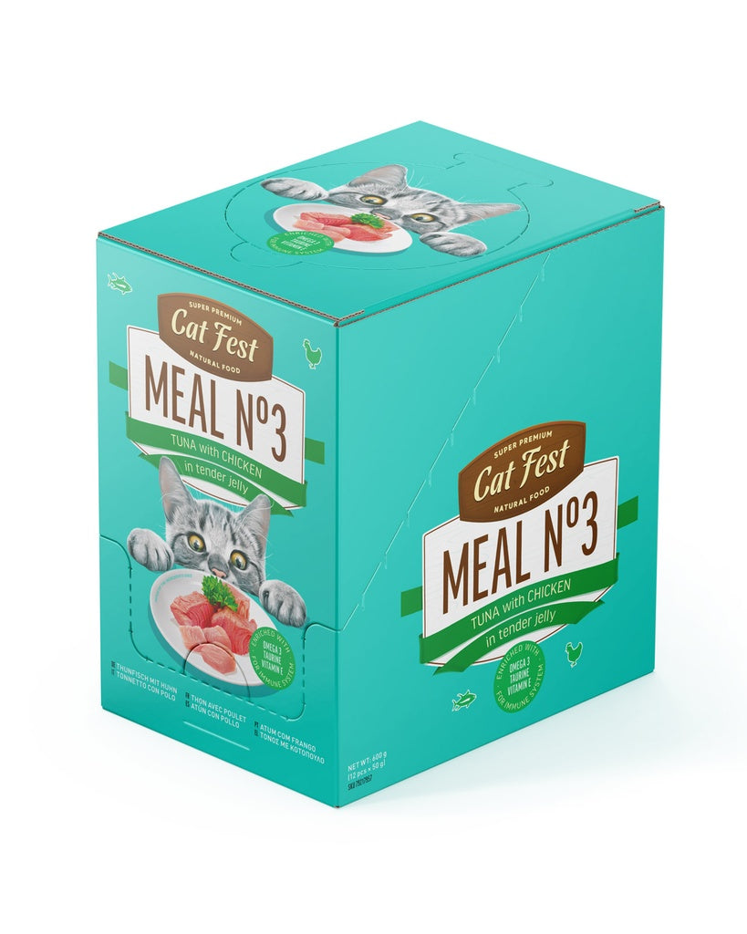 Cat Fest Meal No 3 Cat Food in Jelly - Tuna With Chicken | Premium Wet Cat Food (50g/12x50g)