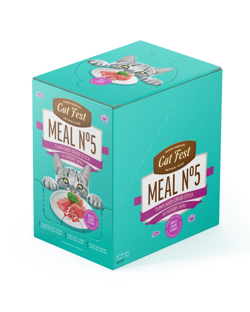Cat Fest Meal No 5 Cat Food in Jelly-Tuna With Crab Stick 50g [Minimum Order:12pcs]