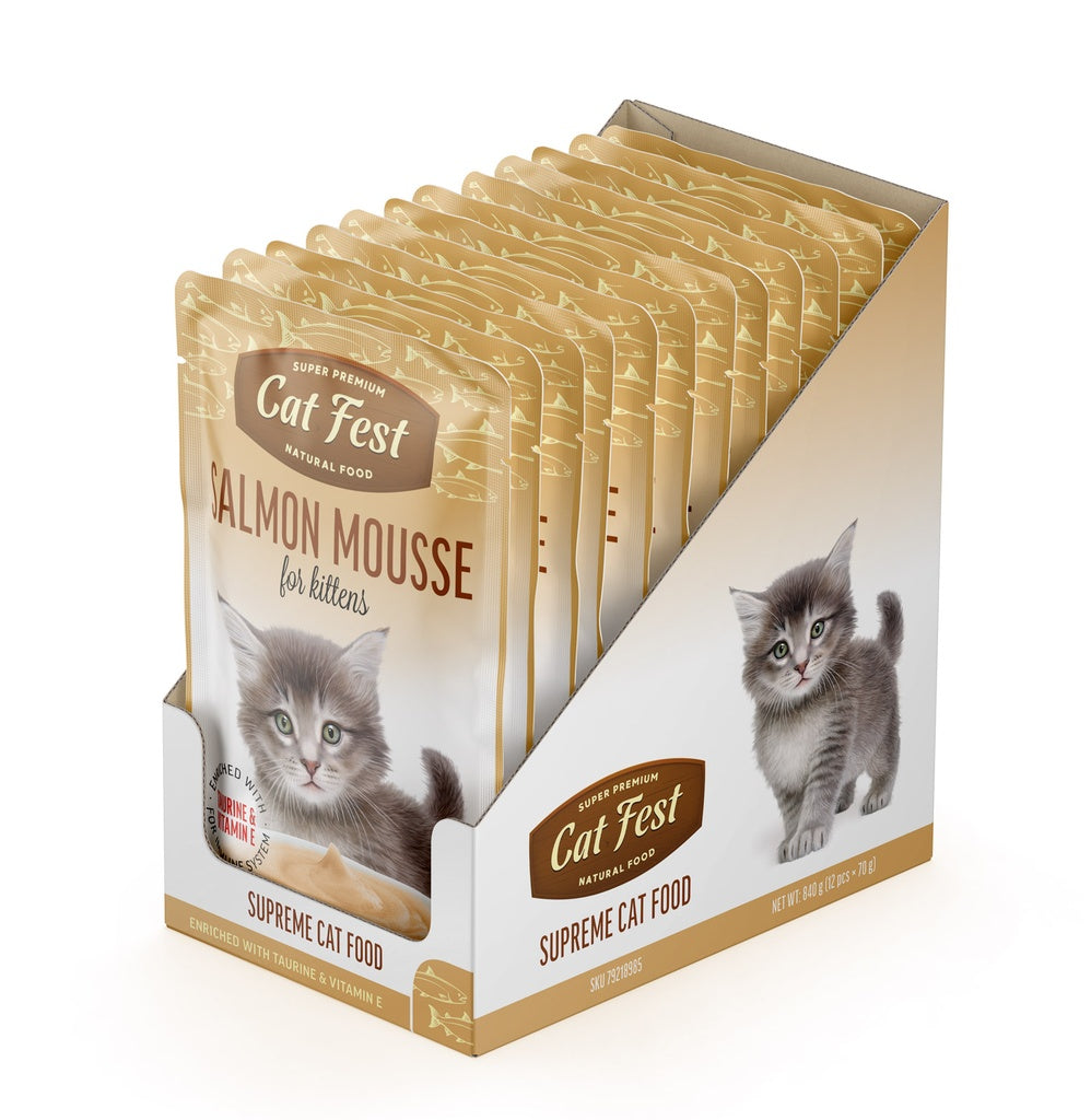 Cat Fest Salmon Mousse For Kittens | Smooth Pâté for Growing Kittens (70g/12x70g)