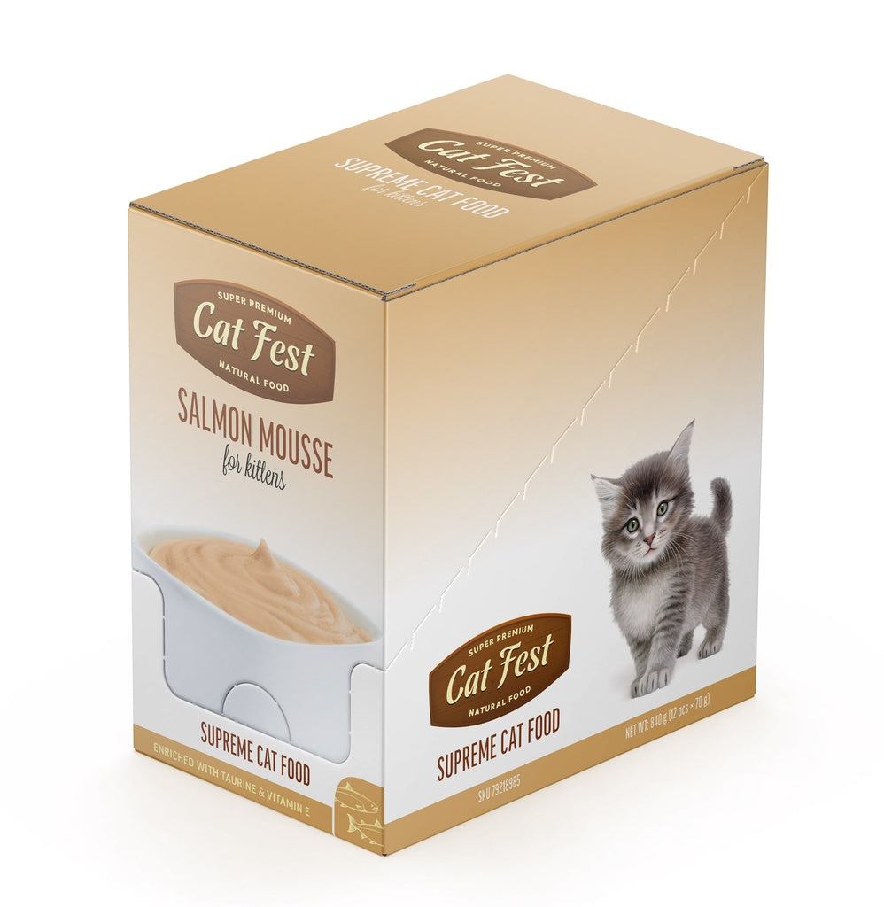 Cat Fest Salmon Mousse For Kittens | Smooth Pâté for Growing Kittens (70g/12x70g)