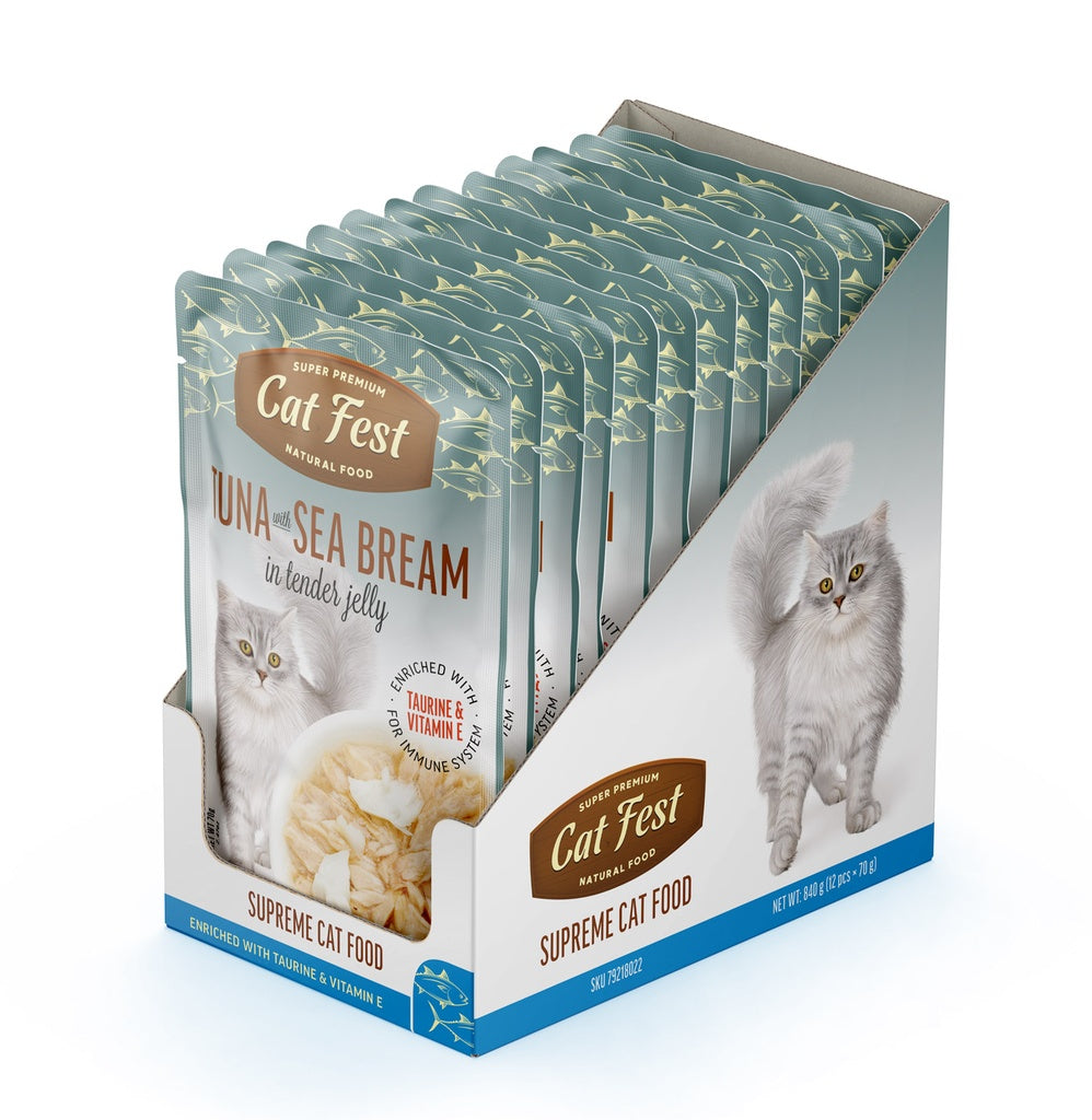 Cat Fest Tuna With Sea Bream In Tender Jelly For Cats 70g [MOQ:12pcs]