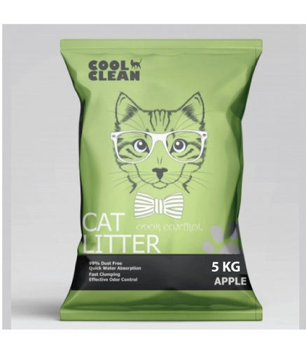 Cool Clean Clumping Cat Litter Apple | 99% Dust Free | Fast Clumping | Odor Control | Natural Bentonite | 5kg