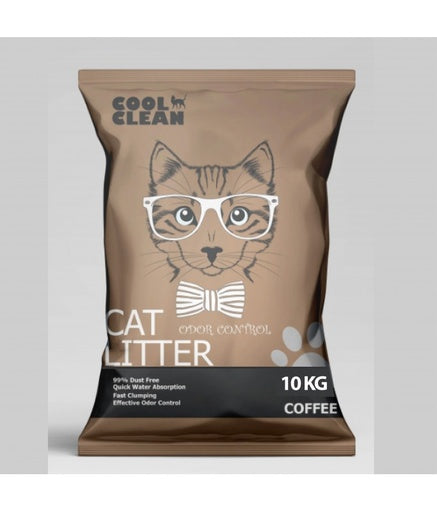 Cool Clean Clumping Cat Litter Coffee | 99% Dust Free | Fast Clumping | Odor Control | Natural Bentonite | 10kg