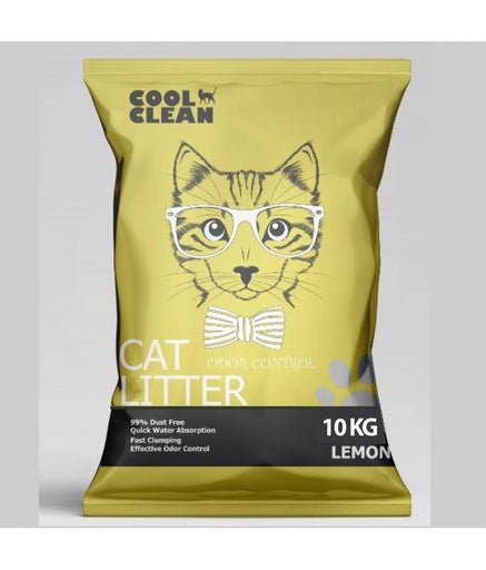 Cool Clean Clumping Cat Litter Lemon | 99% Dust Free | Fast Clumping | Odor Control | Natural Bentonite | 10kg