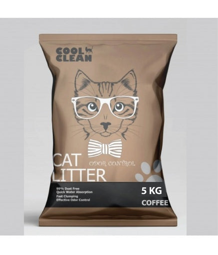 Cool Clean Clumping Cat Litter Coffee | 99% Dust Free | Fast Clumping | Odor Control | Natural Bentonite | 5kg