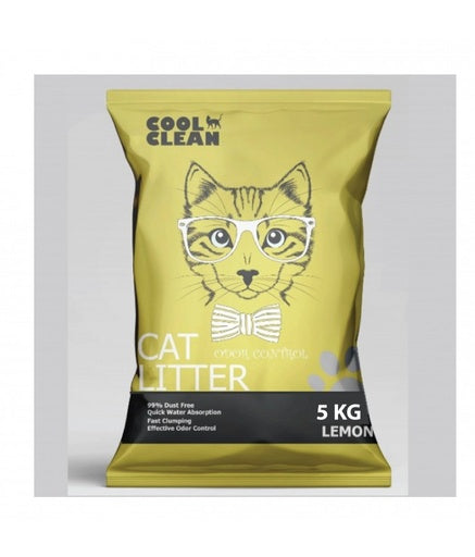 Cool Clean Clumping Cat Litter Lemon | 99% Dust Free | Fast Clumping | Odor Control | Natural Bentonite | 5kg