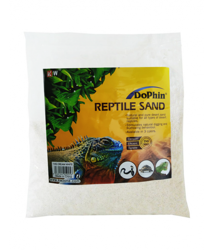 KW Zone DoPhin Reptile Sand | Cream White | 1kg Natural Terrarium Substrate for Reptiles