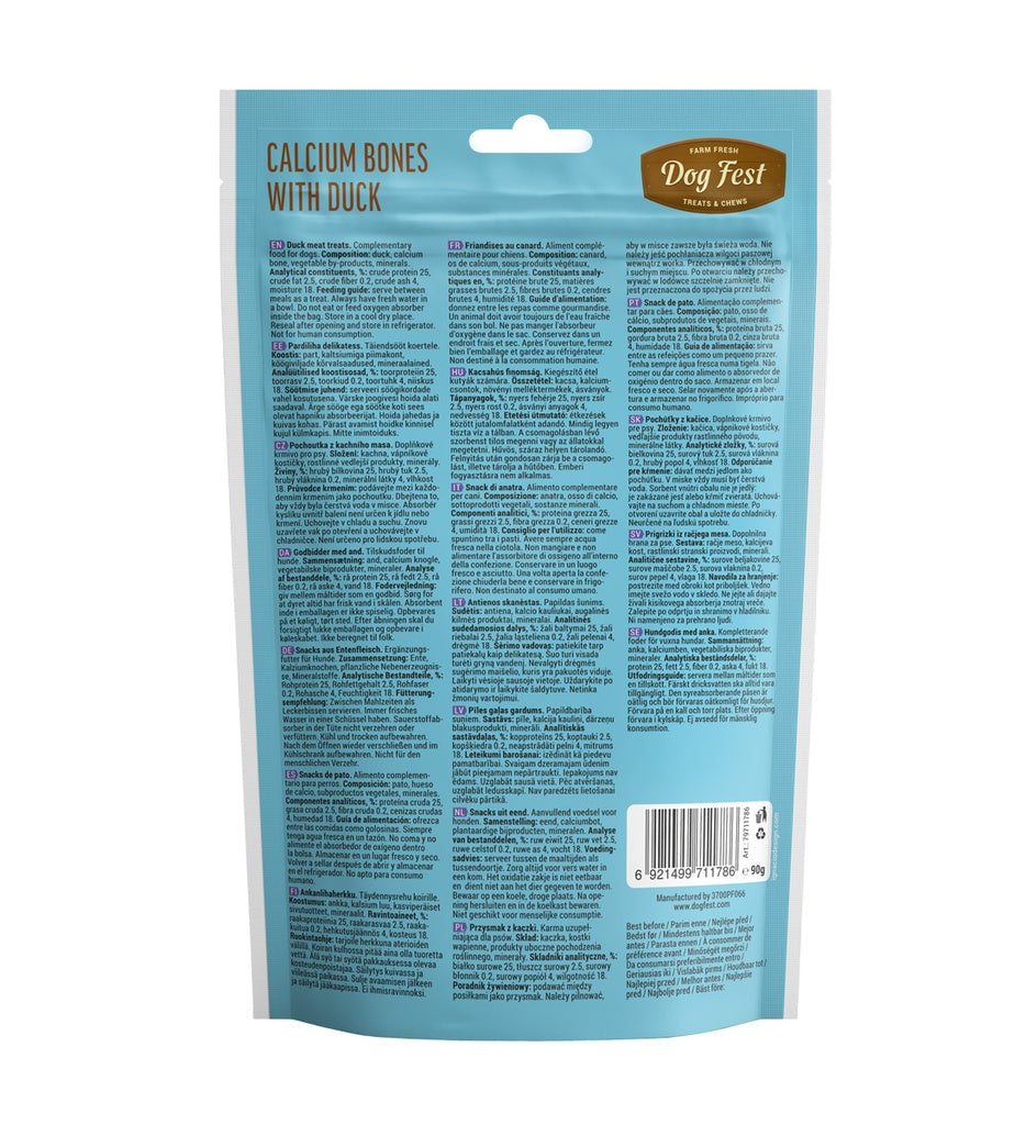 Dog Fest Calcium Bones With Duck For Puppies 90g | Calcium-Enriched Puppy Teething Treats