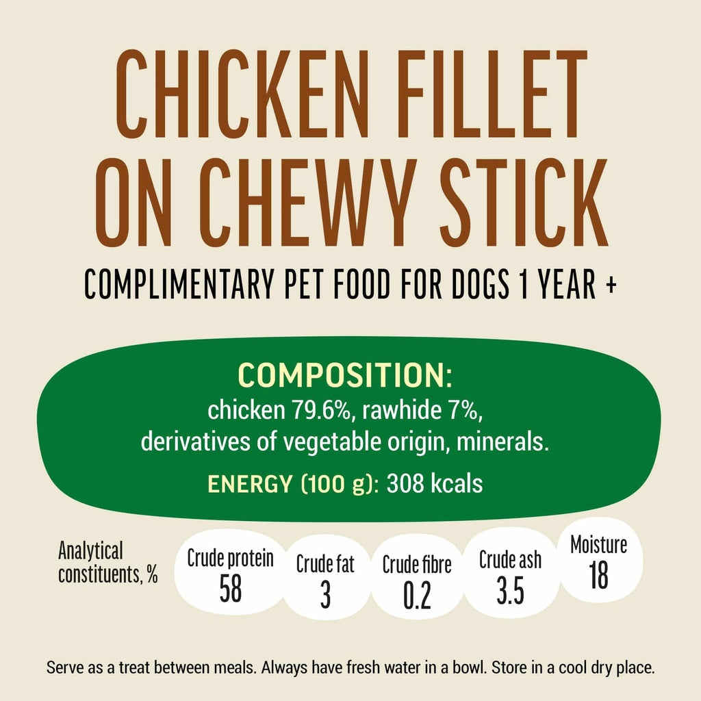 Dog Fest Chicken Fillet On Chewy Stick For Adult Dogs 90g | Whole Chicken Breast on Rawhide