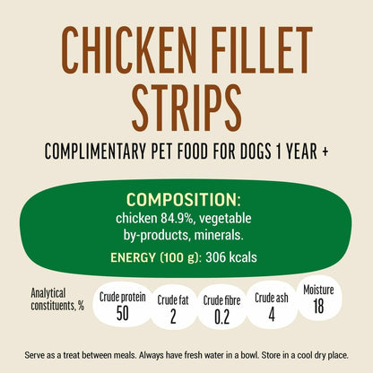 Dog Fest Chicken Fillet Strips For Mini-Dogs 55g | 50% Protein Oven-Baked Chicken Treats