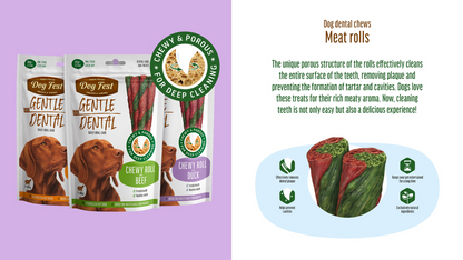Dog Fest Dental Treats Chewy Roll Beef 100g | Natural Beef Chew for Adult Dogs