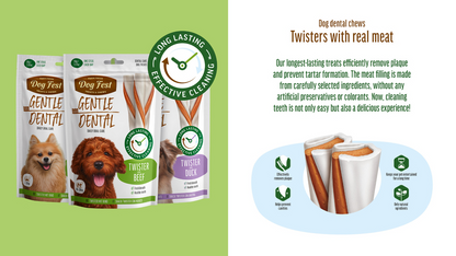 Dog Fest Dental Treats Twister Beef 100g (14cm) | Long-Lasting Beef Chew for Adult Dogs