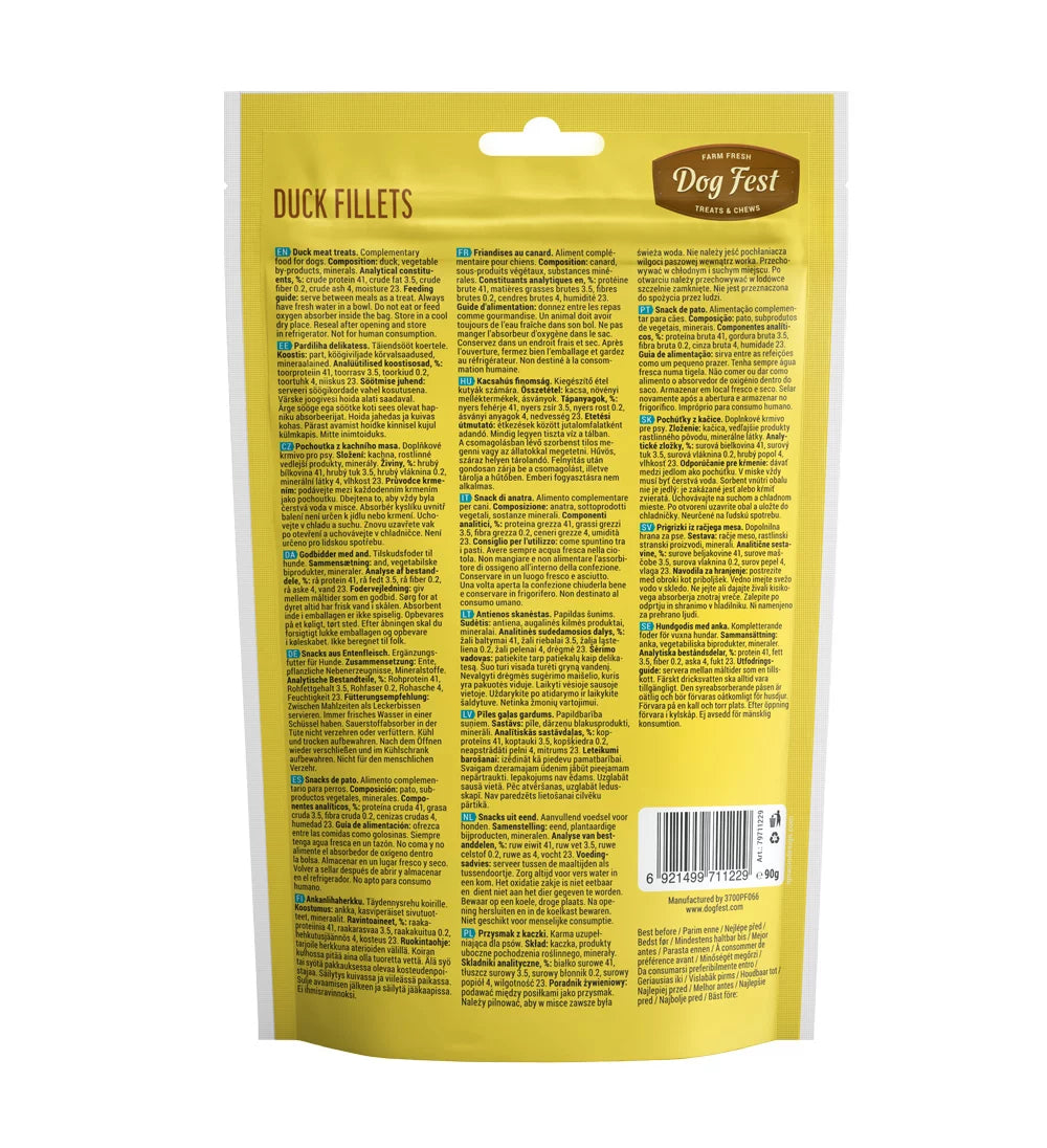 Dog Fest Duck Fillets For Adult Dogs 90g | Oven-Baked Duck Jerky Treats