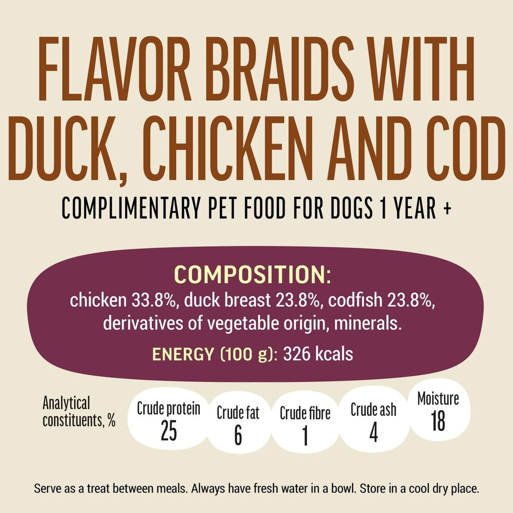 Dog Fest Flavor Braids With Chicken, Duck And Fish 90g | Natural Multi-Protein Chew Treats
