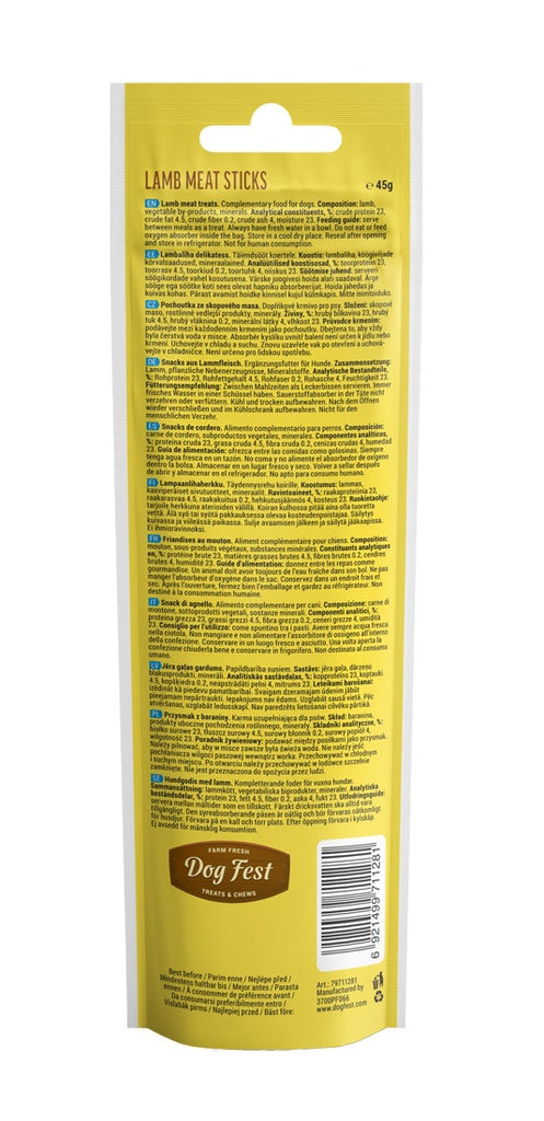 Dog Fest Lamb Meat Sticks For Adult Dogs 45g | Natural Lamb Jerky Treats