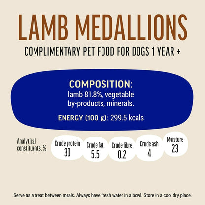 Dog Fest Lamb Medallions For Mini-Dogs 55g | High-Protein Lamb Treats for Small Breeds