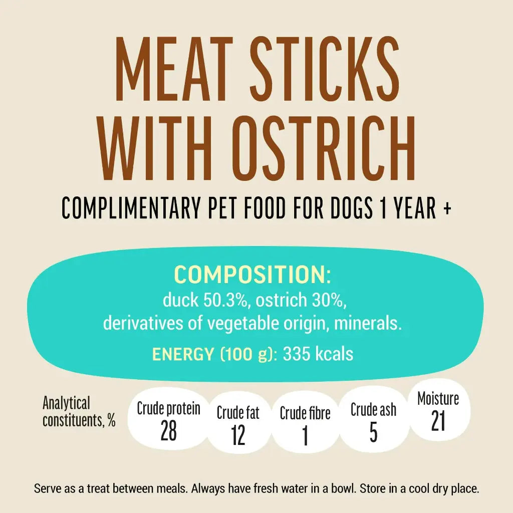 Dog Fest Meat Sticks With Ostrich For Adult Dogs 45g | Ostrich Jerky Sticks